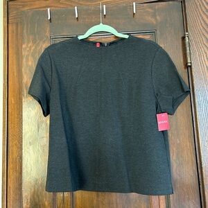 SPANX slimming The Perfect Funnel Top Ponte Zip Back Top, NWT